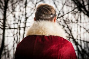 person wearing red and white coat