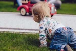 green, grass, nature, playground, people, kid, child, baby, toddler, crawling, outside