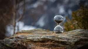 hourglass, time, rock, stone, transience, countdown, hour, sand