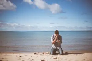 sea, water, ocean, people, man, kneel, down, praying, beach, sand, coast, sky, clouds, nature, sunny, blue beach, blue sea, blue clouds, blue ocean, blue pray, blue sand, kneel, kneel, kneel, kneel, praying, praying, praying, praying, praying