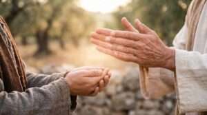 jesus, lord, healing, blessing, hands, faith, spirituality, compassion, prayer, light, connection, ancient, rustic, hope, kindness, support, grace, peace, giving, receiving, touch, miracle, ai generated